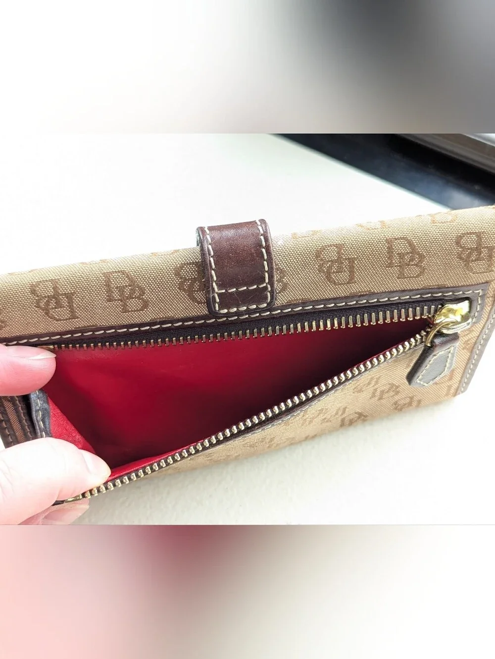 Dooney & Bourke Brown Signature Clutch Wallet
